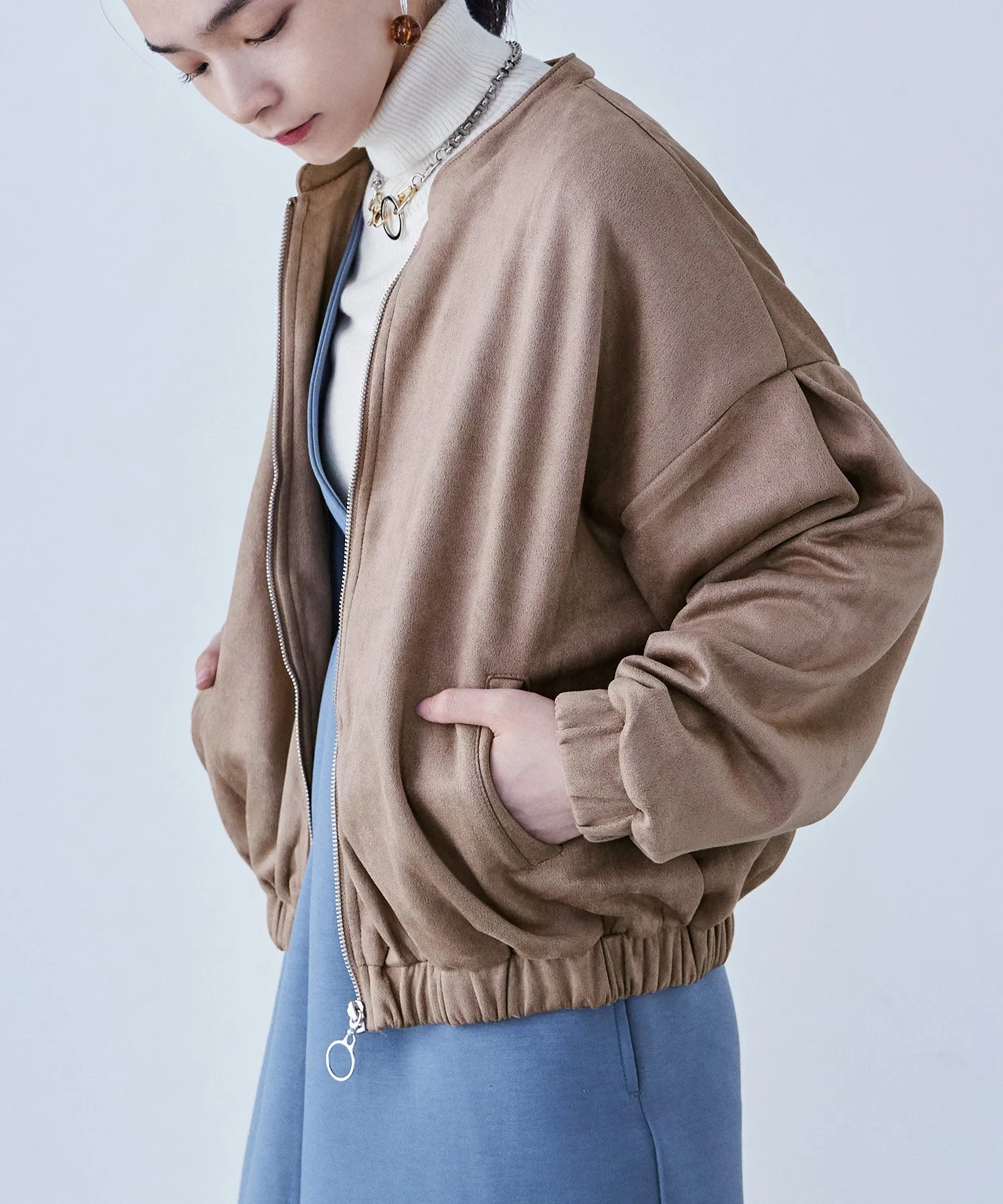 Suede Ponte Zip Blouson