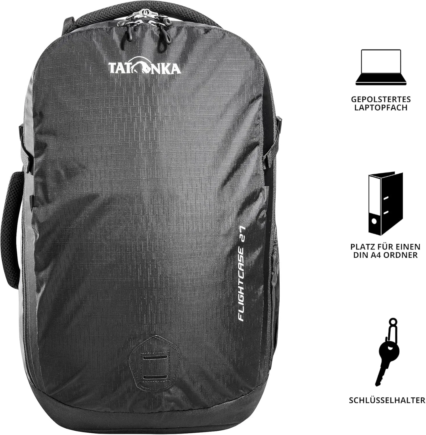 Tatonka Hand Luggage Backpack Flightcase 27 Litres - Daypack with Laptop Compartment, Fully Wind-Out Main Compartment and Stowable Shoulder Straps - 27 Litre Volume