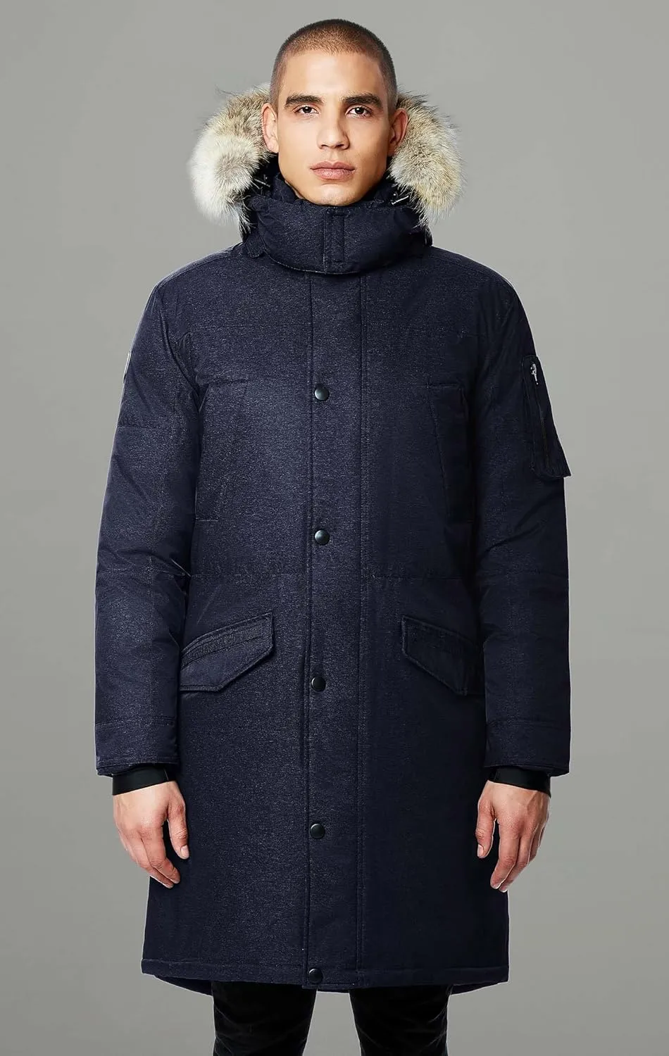 Triple F.A.T. Goose SAGA Collection | Eberly II Mens Hooded Goose Down Jacket Parka with Real Coyote Fur