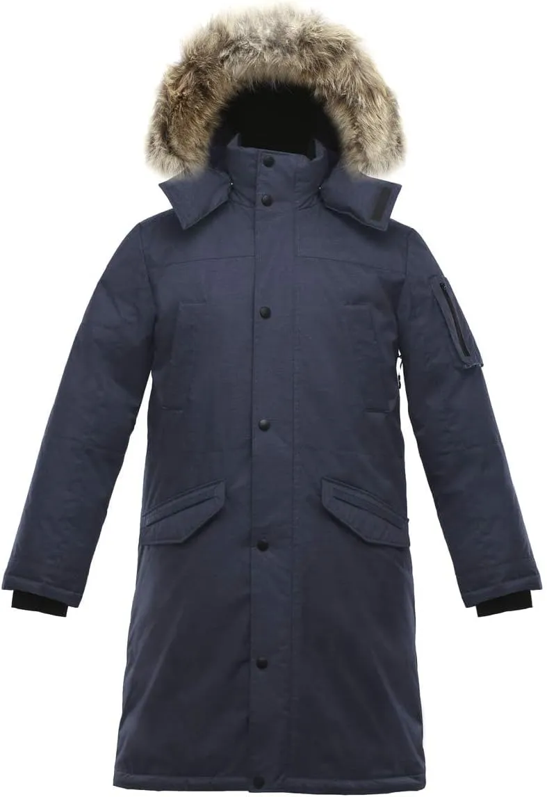 Triple F.A.T. Goose SAGA Collection | Eberly II Mens Hooded Goose Down Jacket Parka with Real Coyote Fur
