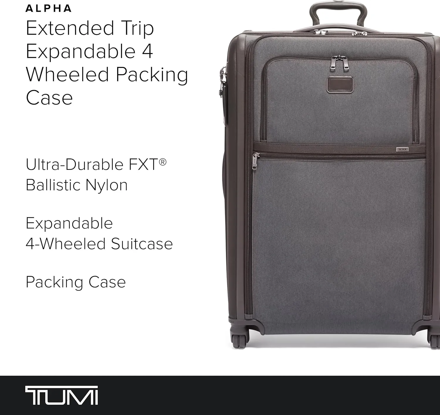 TUMI Extended Trip Expandable 4-Wheeled Packing Case - Rolling Suitcase with Removable Garment Sleeve - Secure Luggage - Anthracite