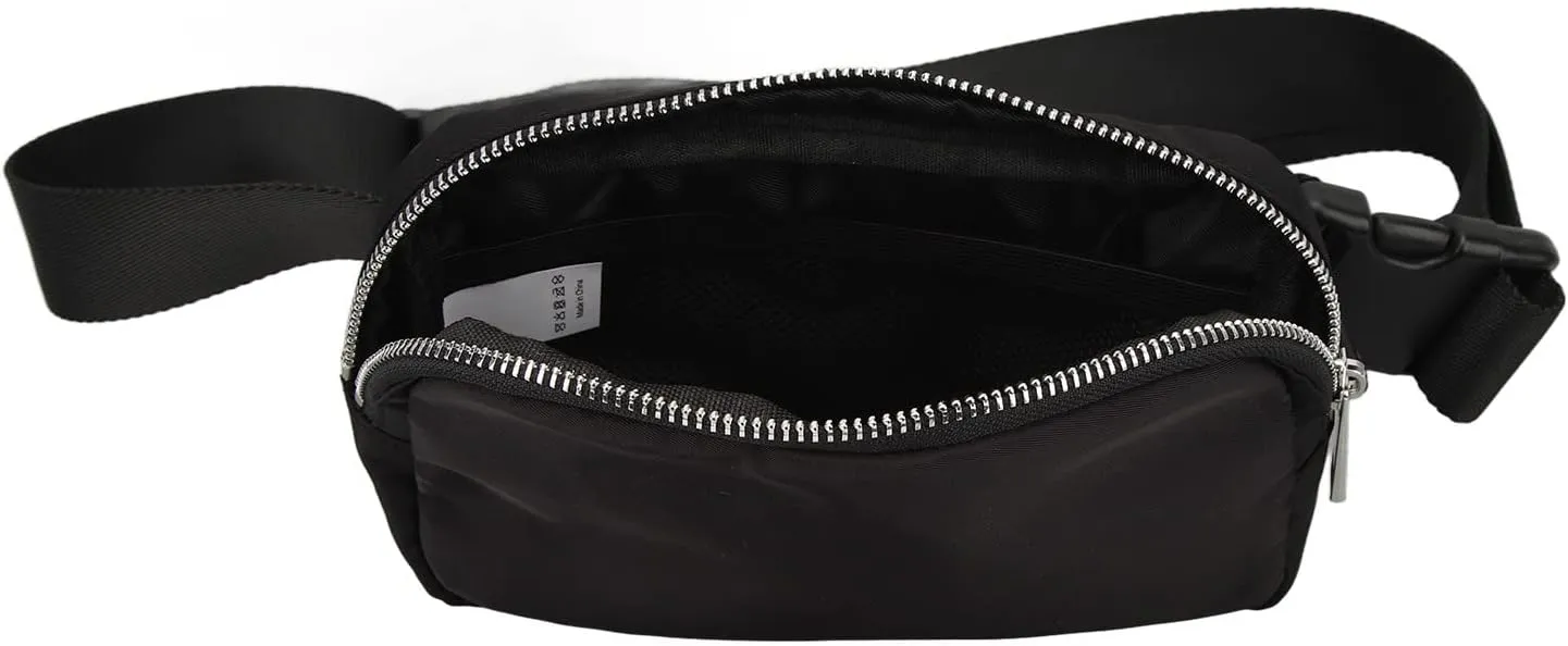 Waist Pouch, Adjustable Belt, Large Capacity, Two Layer Design, Secure Zipper, for Running, Cycling, Travel, Men and Women (Black)