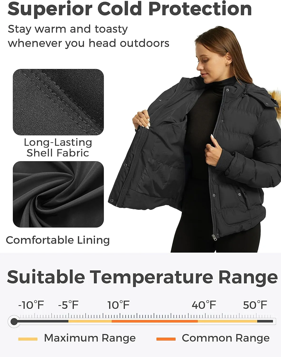 wantdo Women's Hooded Winter Coat Thicken Quilted Puffer Jacket Warm Parka
