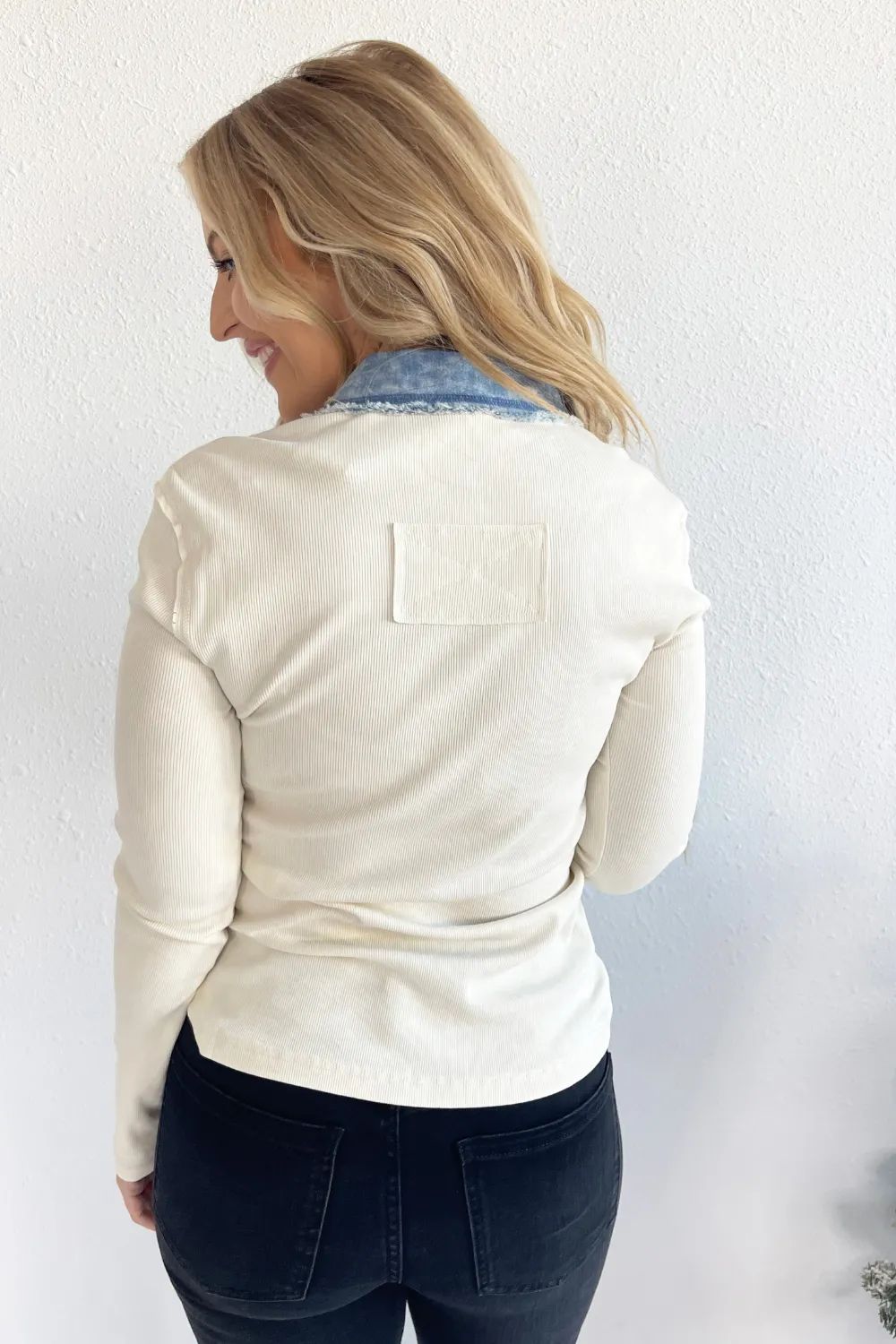 Washed Rib Thermal Button Down Top
