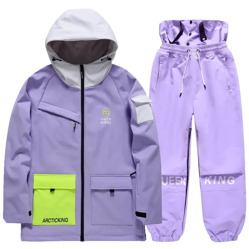 Winter Thick Ski Coat & Matched Pants Set Insulated Snowwear