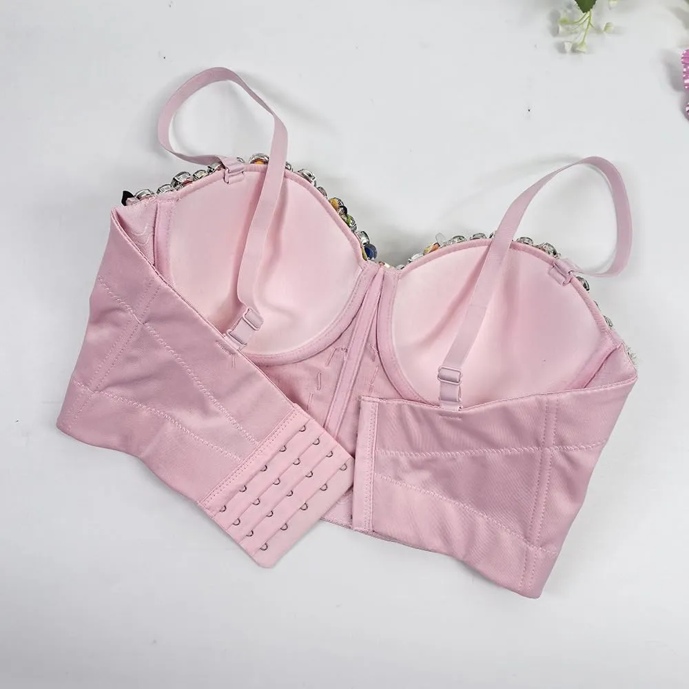 Women's Sequin Bustier Top - Y2k Cropped Cami Top
