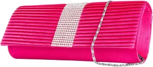 Women's Shoulder Bag Ladies Clutch Wallet, Secure Magnetic Closure, Crystal Stones Bridal Evening Wedding Party Prom Handbag