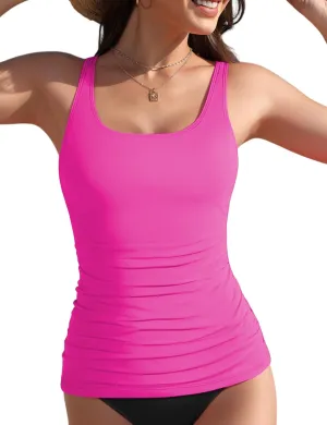 Women's Tankini Top Swimwear Top Only Tummy Control Bathing Suit Top Modest Swim Tank Tops No Bottom
