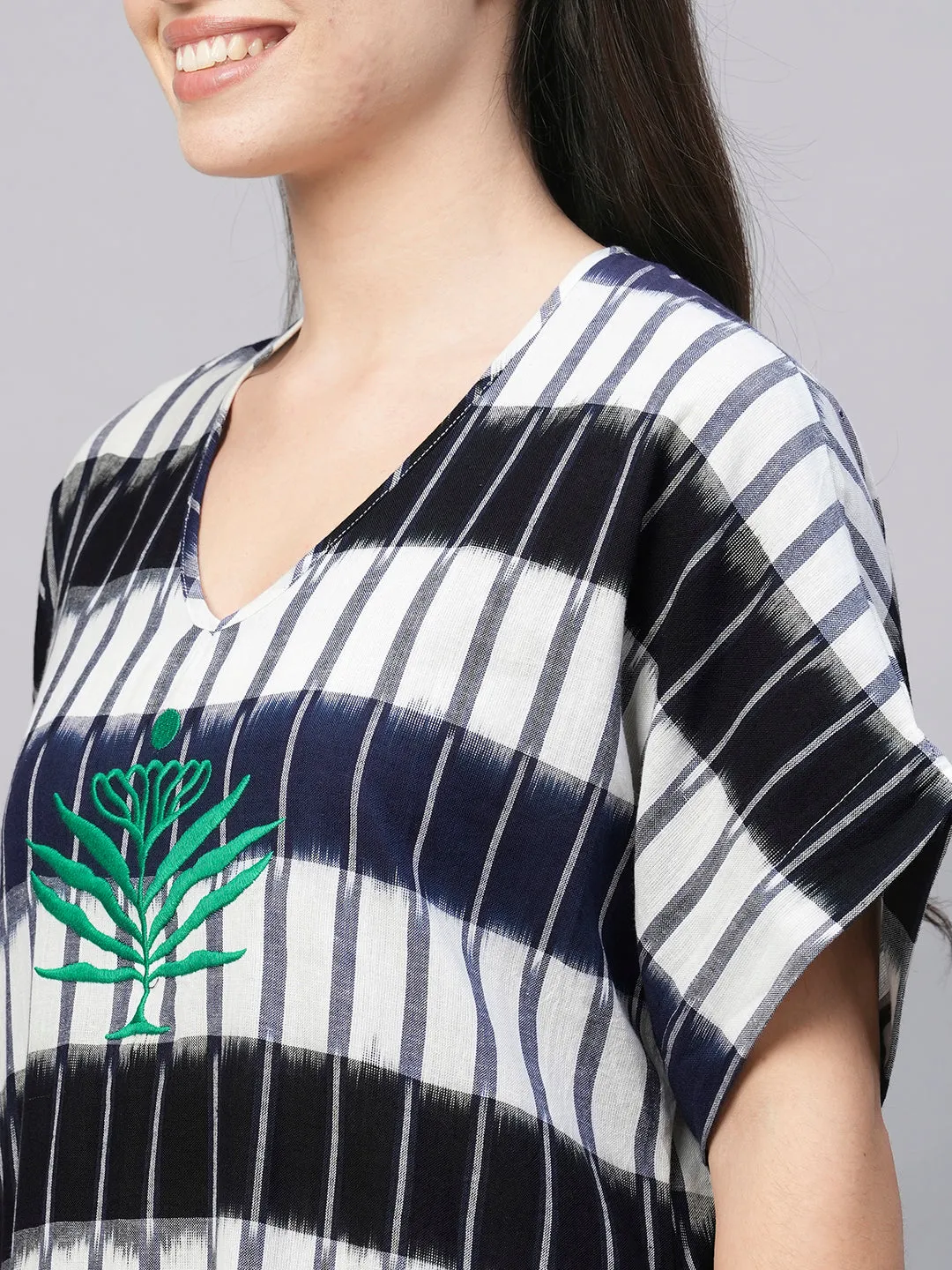 Women's White Cotton Loose Fit Kaftan