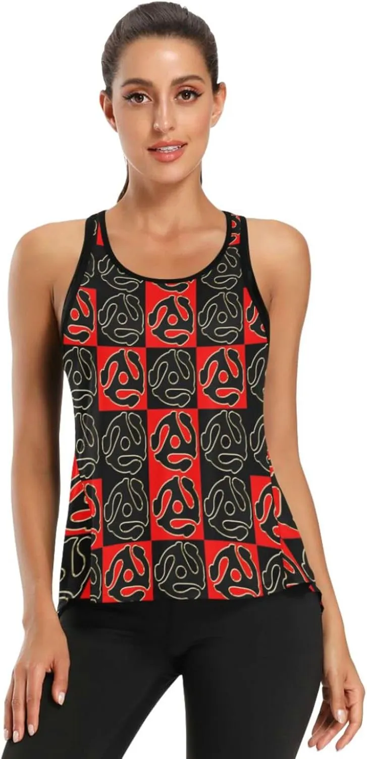 Women's Workout Tank Top 45-RPM-adapters-Hipster Sleeveless Sport Gym Top Athletic Yoga Tank Top