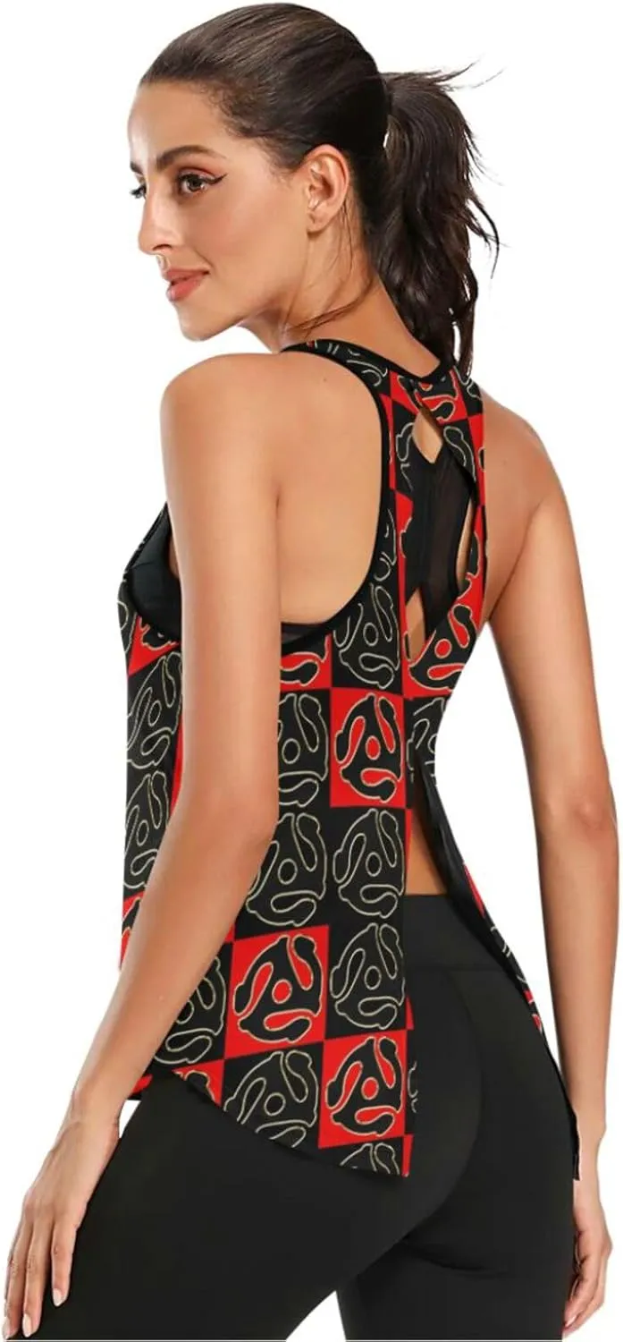 Women's Workout Tank Top 45-RPM-adapters-Hipster Sleeveless Sport Gym Top Athletic Yoga Tank Top