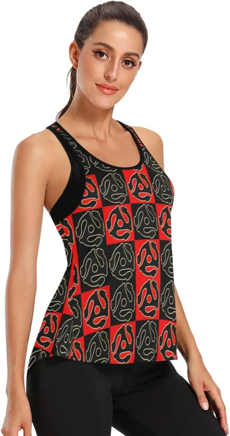 Women's Workout Tank Top 45-RPM-adapters-Hipster Sleeveless Sport Gym Top Athletic Yoga Tank Top