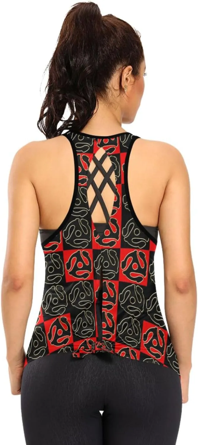 Women's Workout Tank Top 45-RPM-adapters-Hipster Sleeveless Sport Gym Top Athletic Yoga Tank Top
