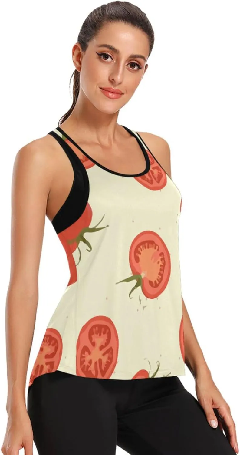 Women's Workout Tank Top Tomato-Fruit-Lover Sleeveless Sport Gym Top Athletic Yoga Tank Top