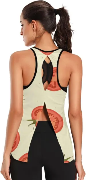 Women's Workout Tank Top Tomato-Fruit-Lover Sleeveless Sport Gym Top Athletic Yoga Tank Top