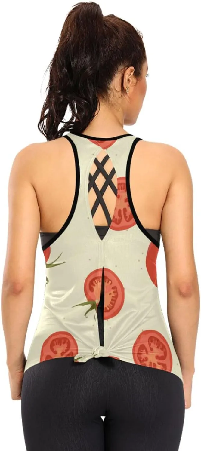 Women's Workout Tank Top Tomato-Fruit-Lover Sleeveless Sport Gym Top Athletic Yoga Tank Top