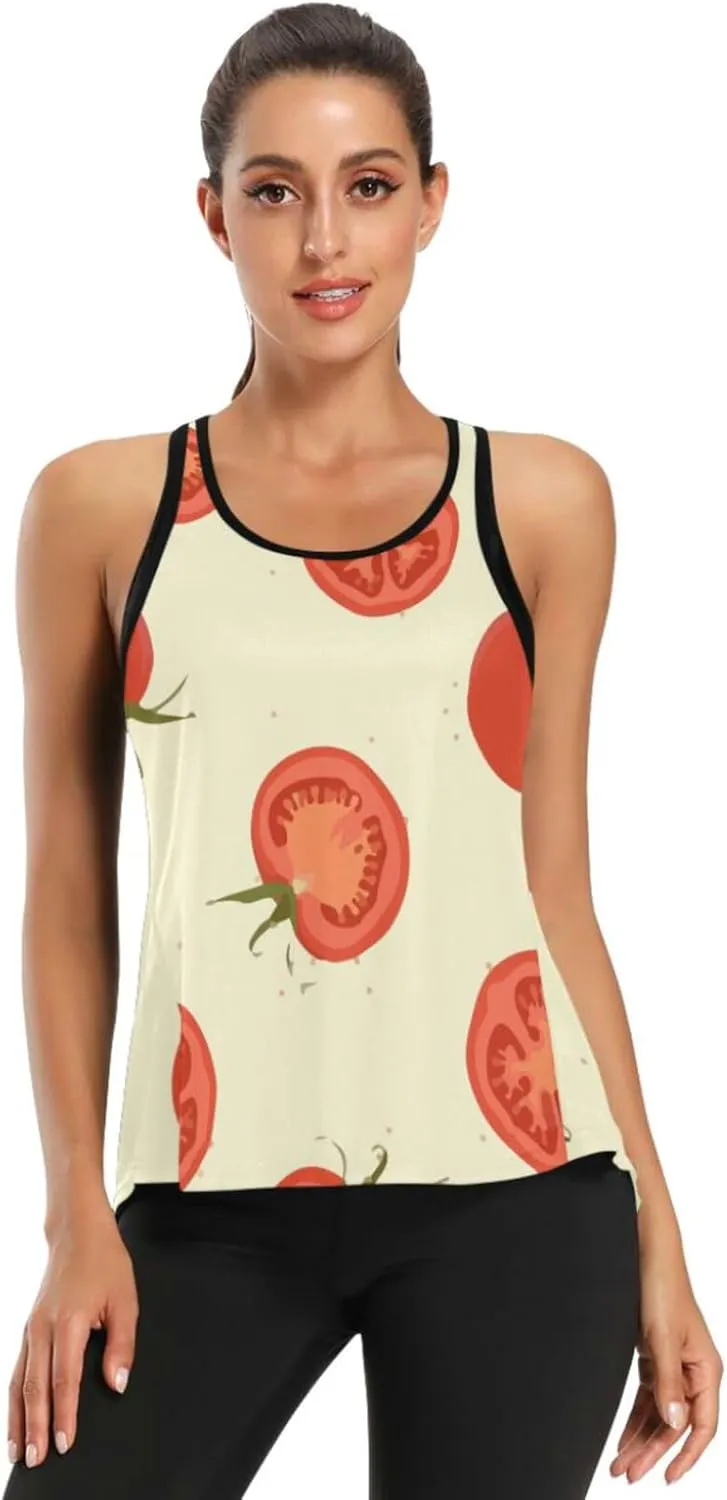 Women's Workout Tank Top Tomato-Fruit-Lover Sleeveless Sport Gym Top Athletic Yoga Tank Top