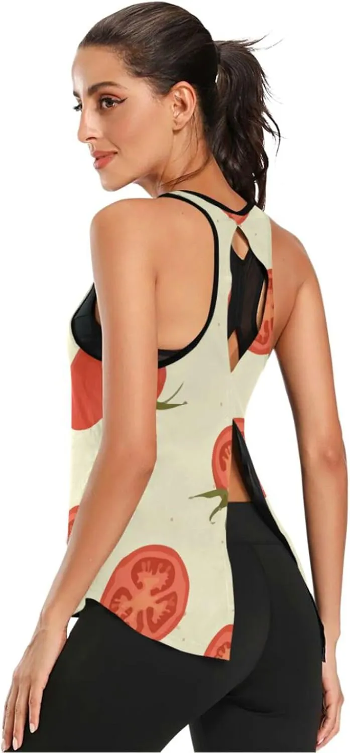 Women's Workout Tank Top Tomato-Fruit-Lover Sleeveless Sport Gym Top Athletic Yoga Tank Top