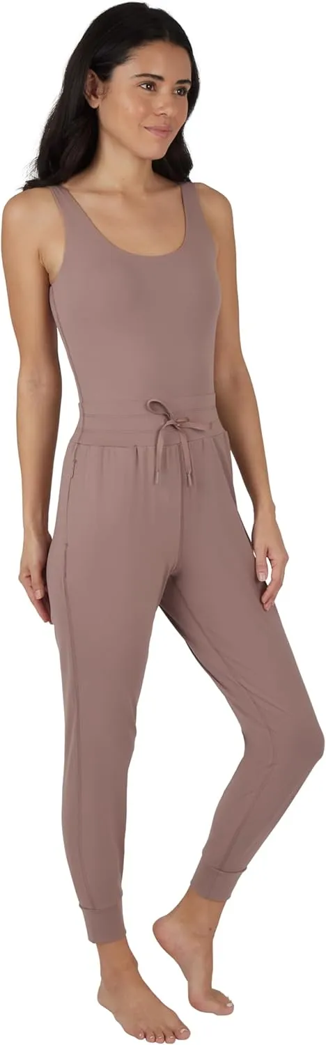 Yogalicious Womens Lux Emmy Jumpsuit with Front Drawcord
